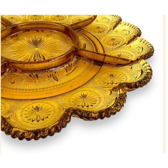 Brockway American Concord Amber Glass Serving Platter five sections and matching - Picture 4 of 10